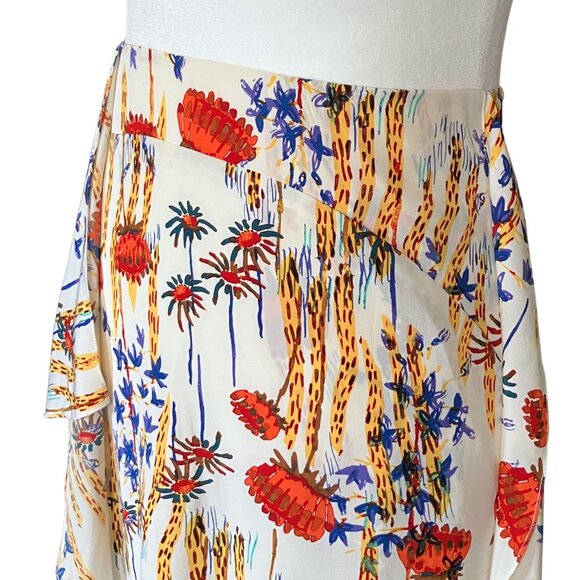 Rachel Comey 100% Silk Nightcap Midi Skirt Cactus Flower Print. Large 12. Boho - Picture 7 of 10